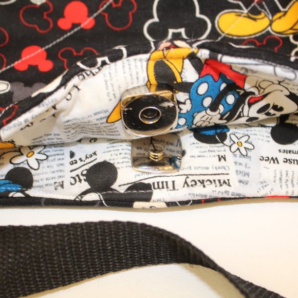 Mickey Mouse Handmade Fabric Shoulder Purse Bag Handbag Tote Magnetic Closure - Picture 6 of 7